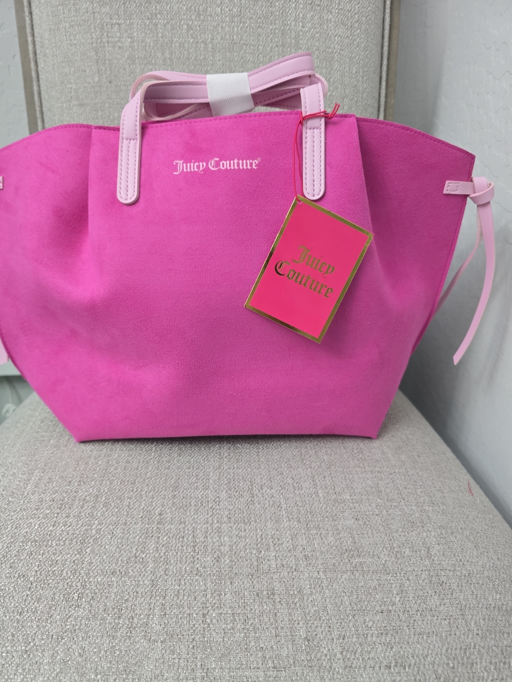 NWT Juicy Couture Hot Pink Faux Suede Tote